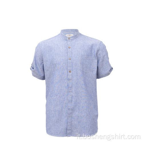 Camicia casual in denim lavato con maniche corte più recente